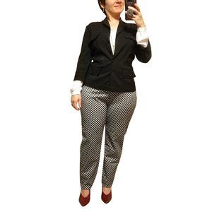 Tapata Womens "Catstooth" Pants Houndstooth Black White Slacks Size Large
